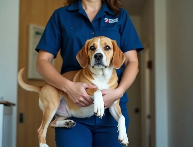 Technician respectfully transporting a deceased dog in Vermont